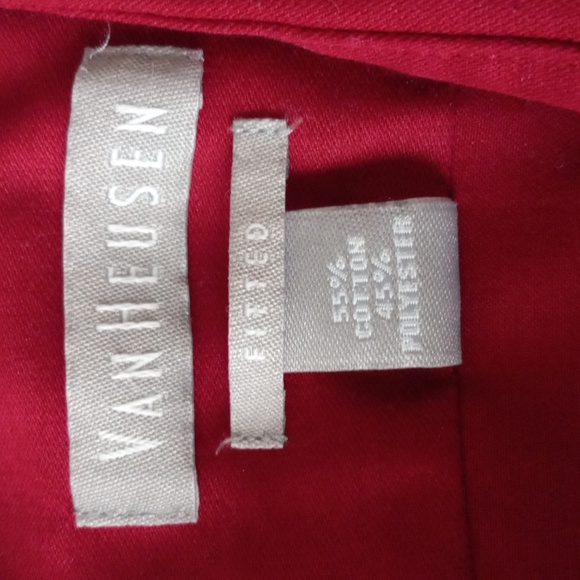 Van Heusen Lux Sateen Style Fitted Shirt (Size: 17" neck; 32-33 waist; Large) - Picture 11 of 11